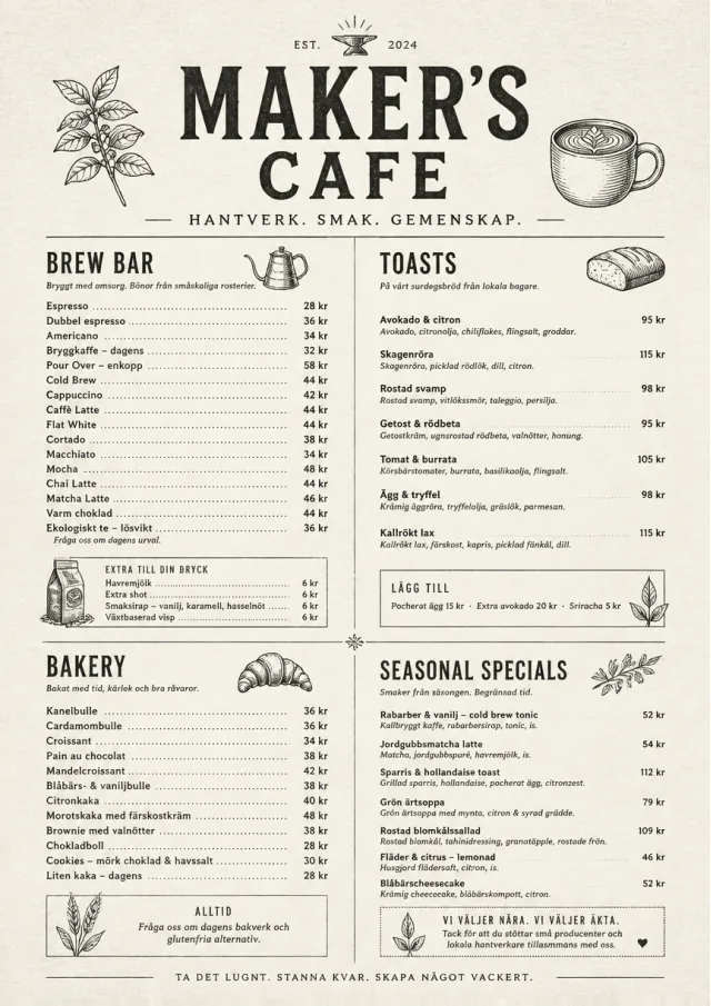 Craft Artisan cafe-menu menu template preview
