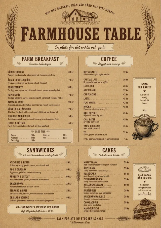 Rustic Farmhouse cafe-menu menu template preview