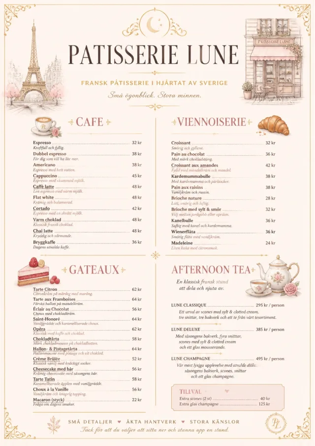 French Patisserie cafe-menu menu template preview