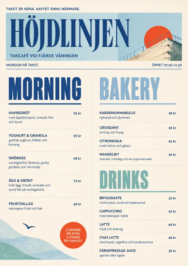 Sunrise Short Carte cafe-menu menu template preview