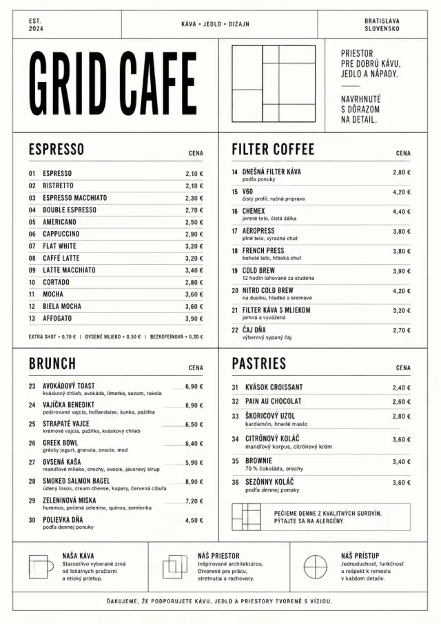 Architectural Grid cafe-menu menu template preview