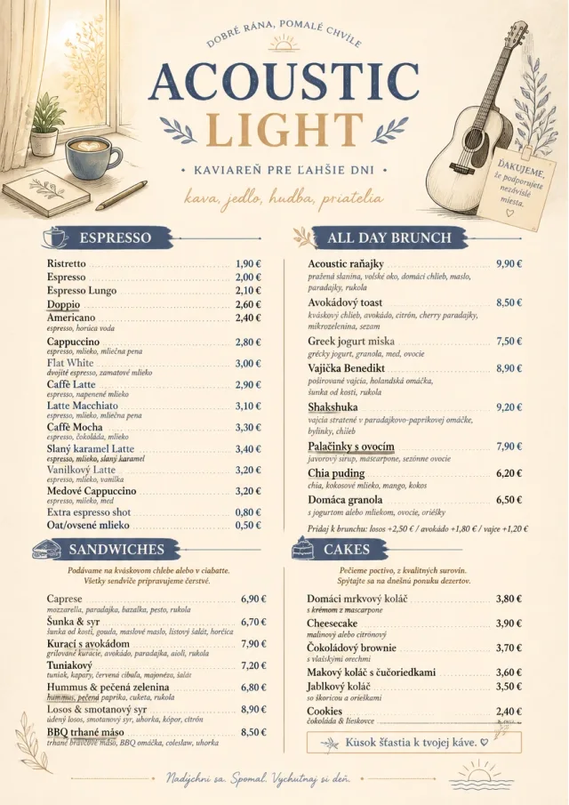 Acoustic Light cafe-menu menu template preview
