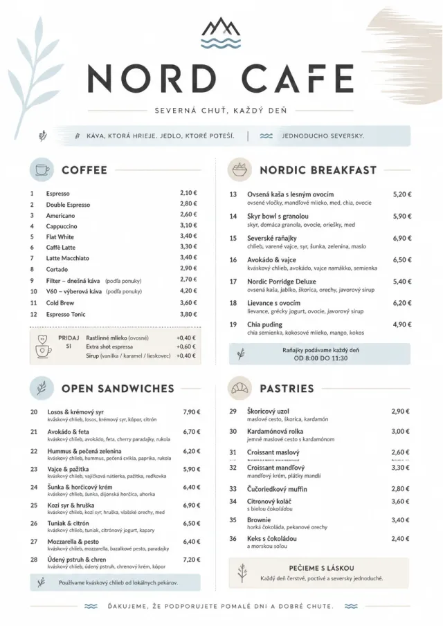 Nordic Clean cafe-menu menu template preview