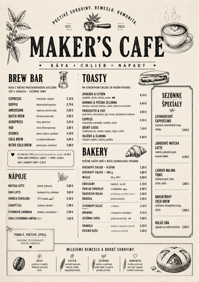 Craft Artisan cafe-menu menu template preview