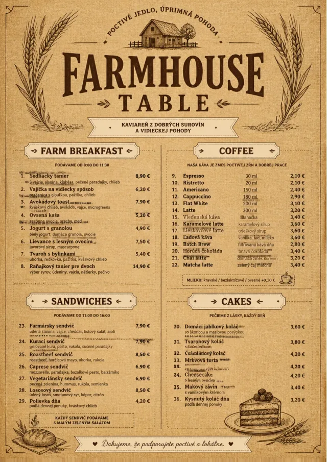 Rustic Farmhouse cafe-menu menu template preview