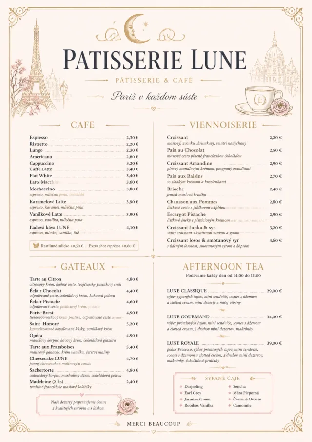 French Patisserie cafe-menu menu template preview