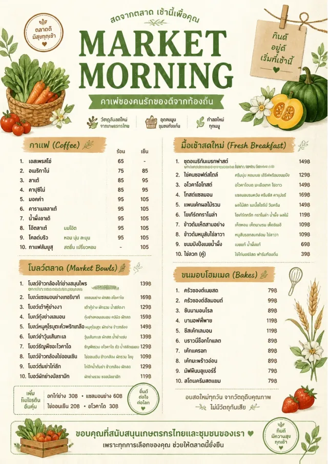 Farmers Market cafe-menu menu template preview