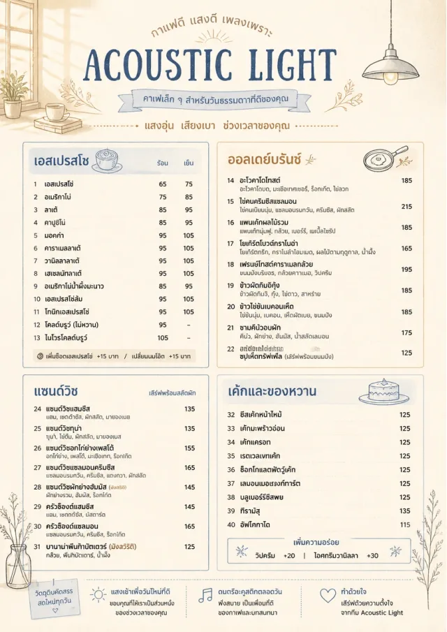 Acoustic Light cafe-menu menu template preview