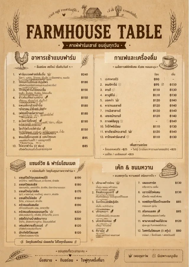 Rustic Farmhouse cafe-menu menu template preview
