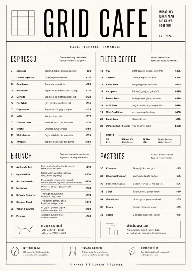 Architectural Grid cafe-menu menu template preview