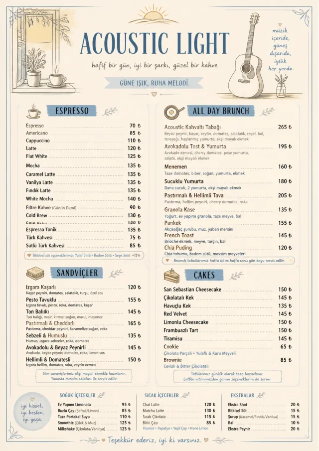 Acoustic Light cafe-menu menu template preview