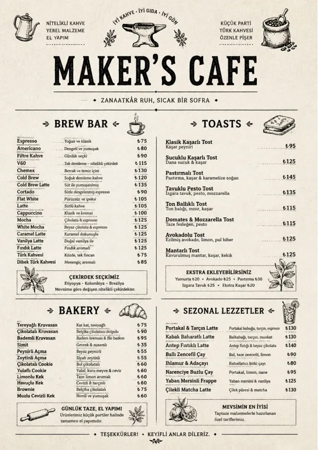 Craft Artisan cafe-menu menu template preview