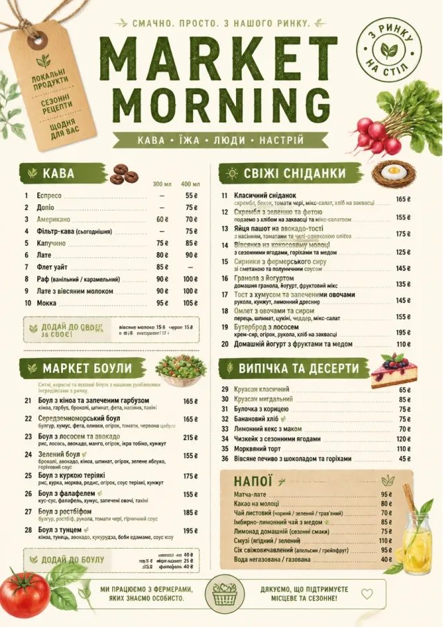 Farmers Market cafe-menu menu template preview