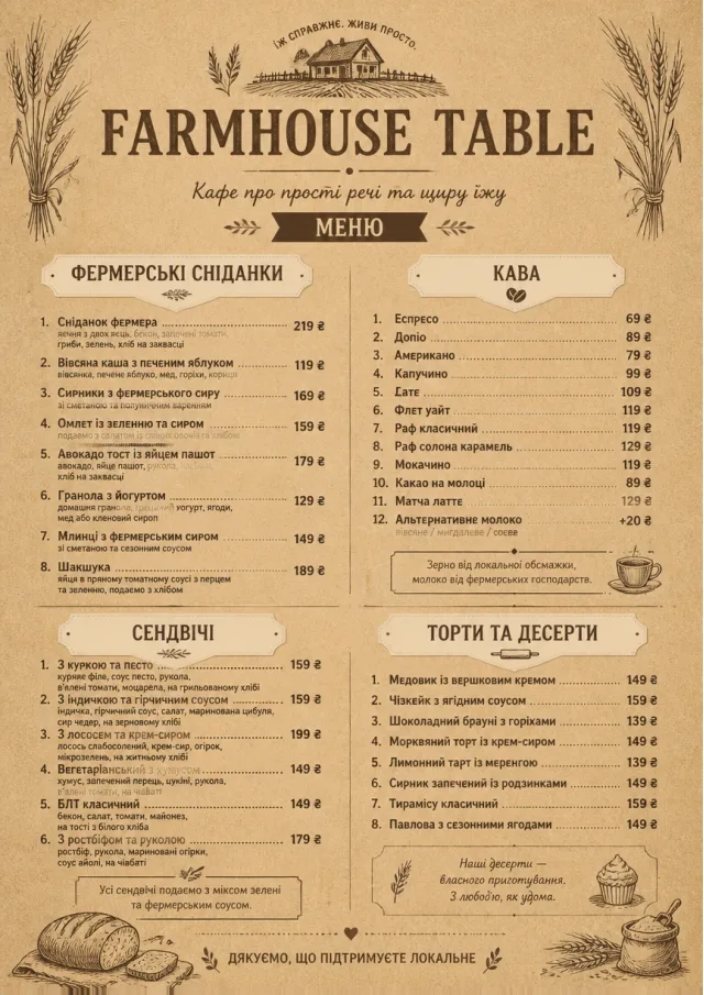 Rustic Farmhouse cafe-menu menu template preview