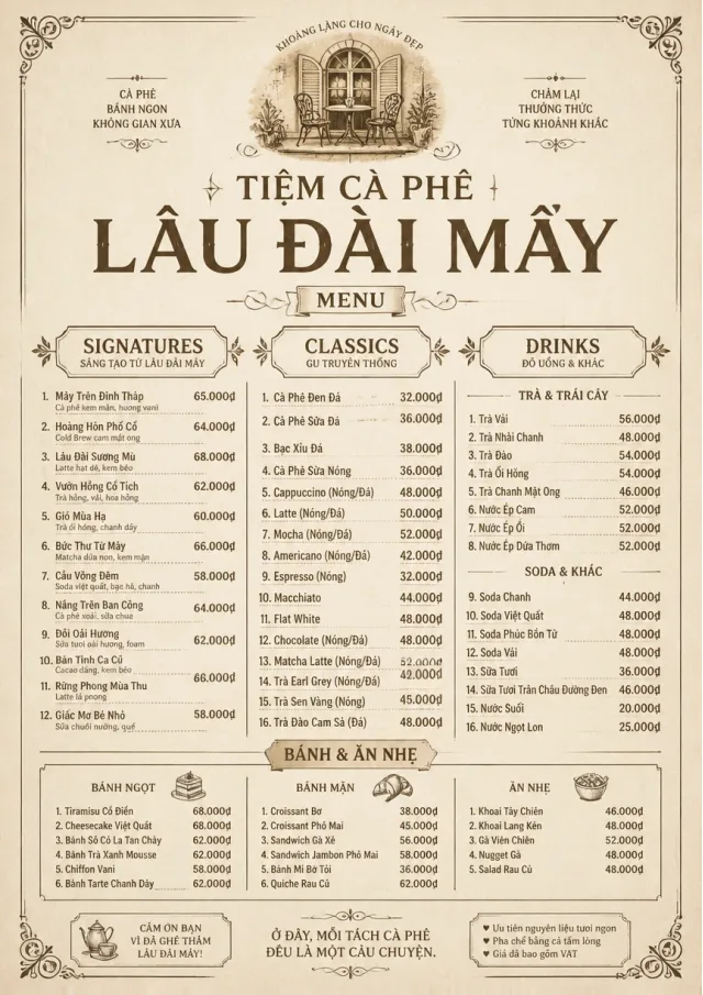 Vintage Classic cafe-menu menu template preview