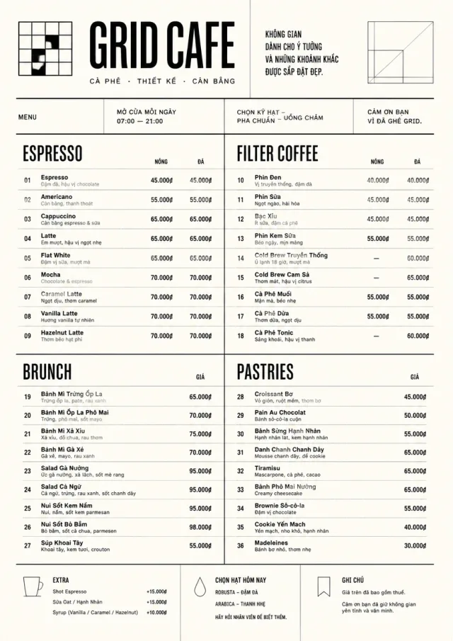 Architectural Grid cafe-menu menu template preview
