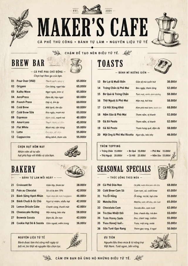 Craft Artisan cafe-menu menu template preview