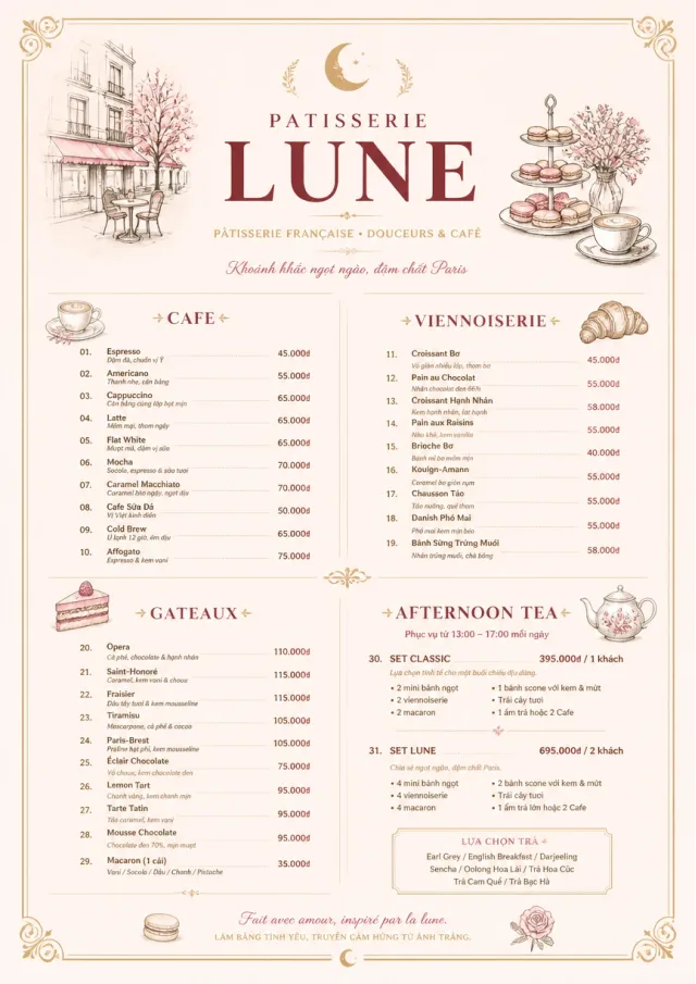 French Patisserie cafe-menu menu template preview