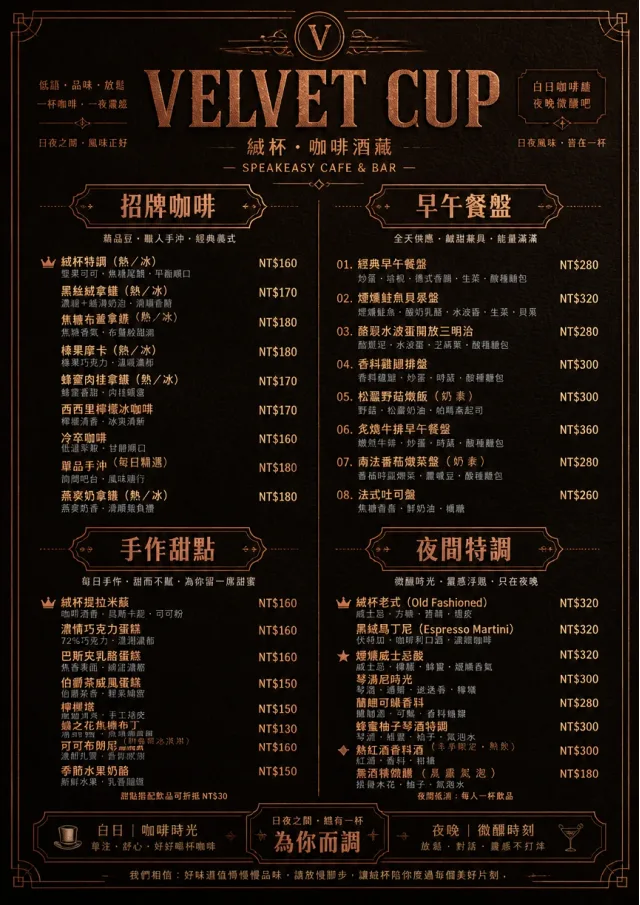Speakeasy Leather cafe-menu menu template preview