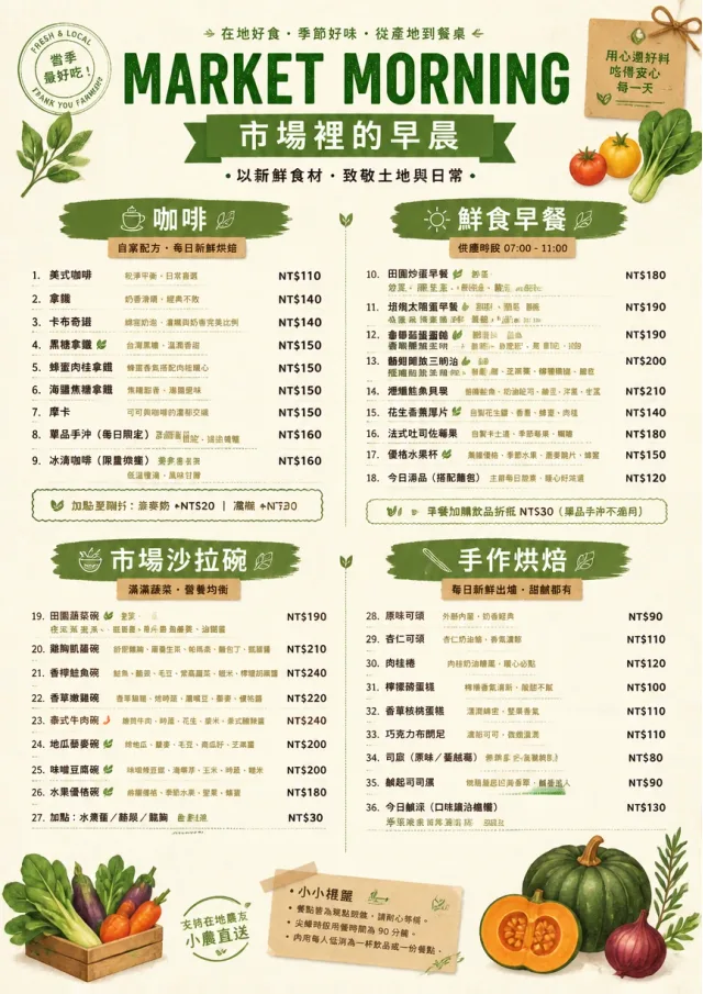 Farmers Market cafe-menu menu template preview
