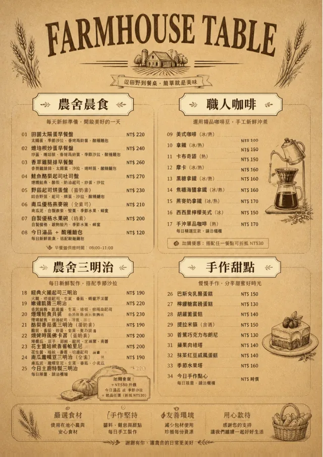 Rustic Farmhouse cafe-menu menu template preview