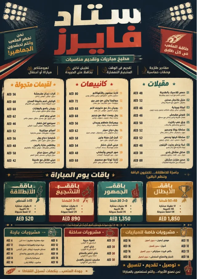 Sports Arena Energy catering-menu menu template preview