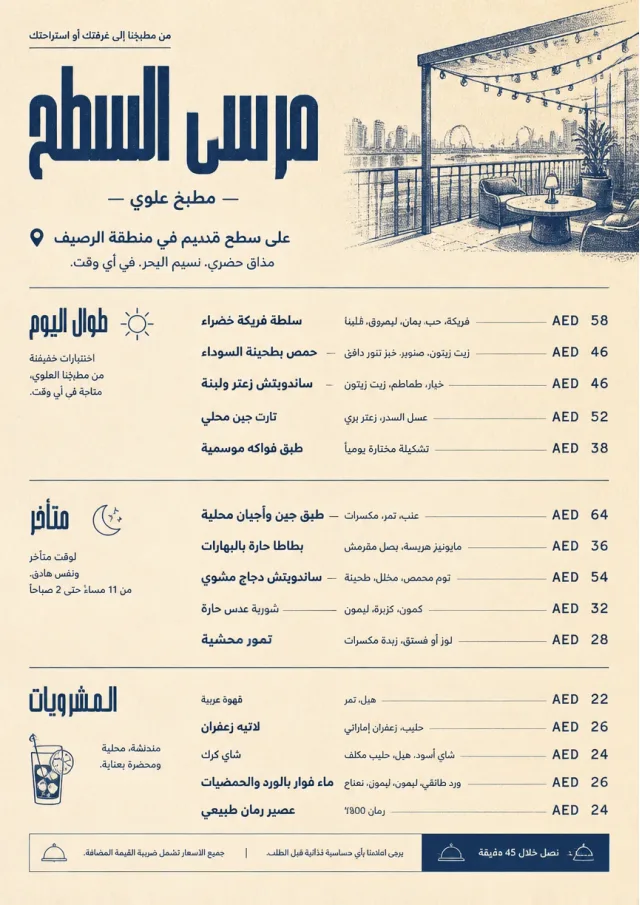 Lobby Service Card catering-menu menu template preview