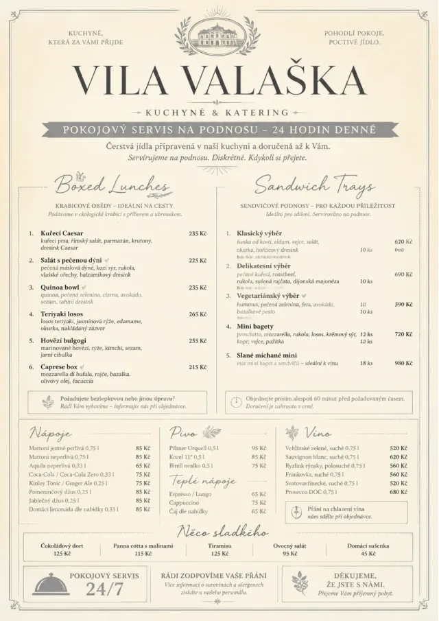 In-Room Tray Service catering-menu menu template preview