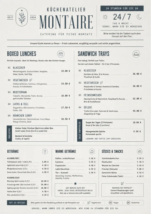 In-Room Tray Service catering-menu menu template preview