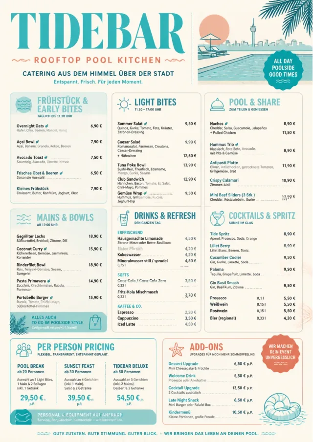 Resort Poolside catering-menu menu template preview
