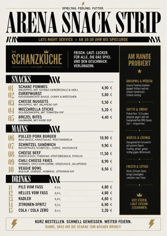 Arena Snack Strip catering-menu menu template preview
