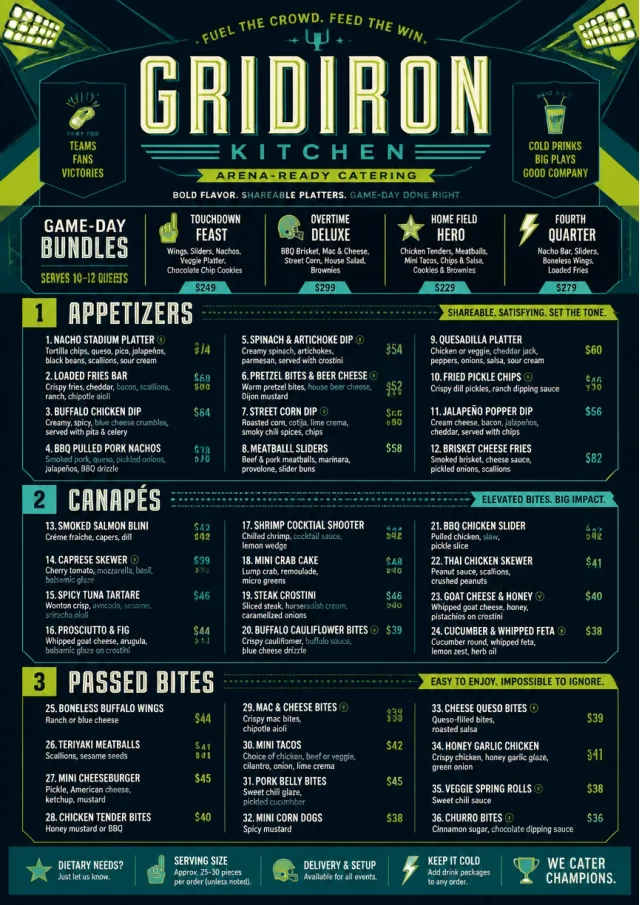 Sports Arena Energy catering-menu menu template preview