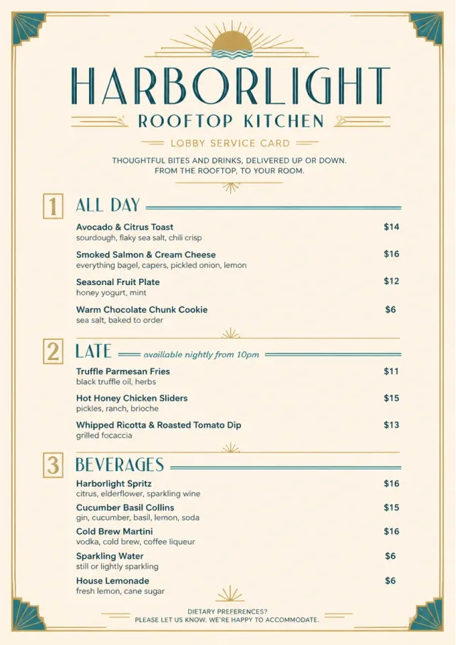 Lobby Service Card catering-menu menu template preview