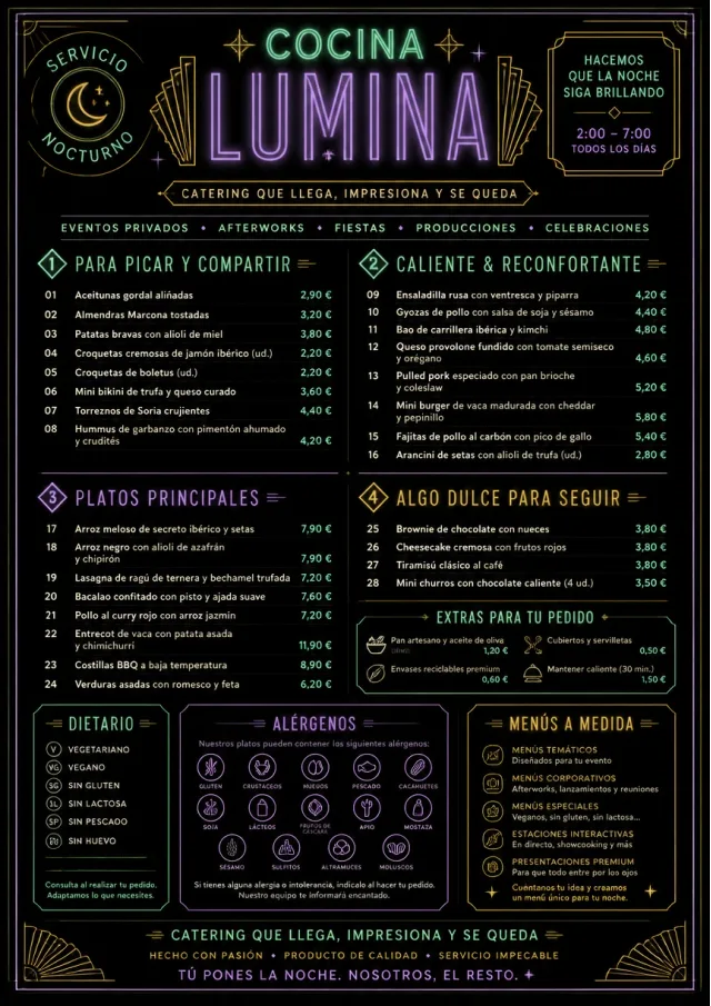 Late Night Service catering-menu menu template preview