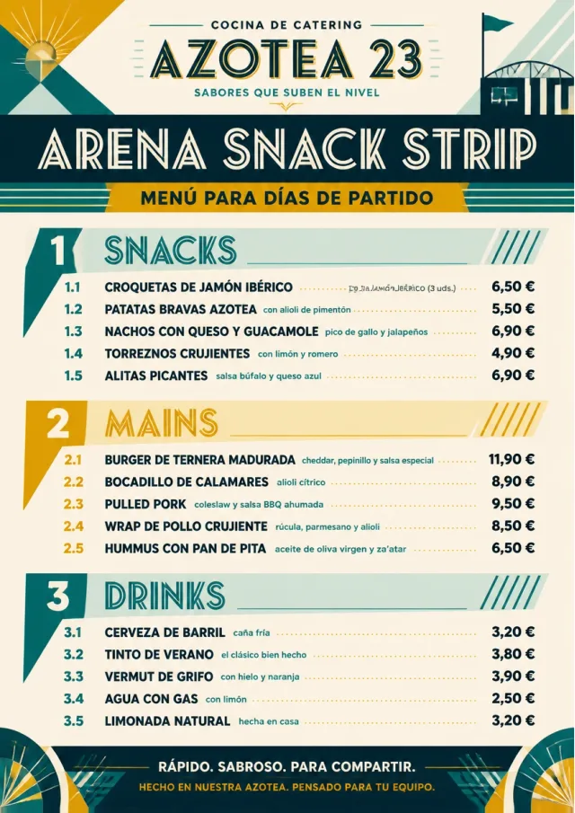 Arena Snack Strip catering-menu menu template preview