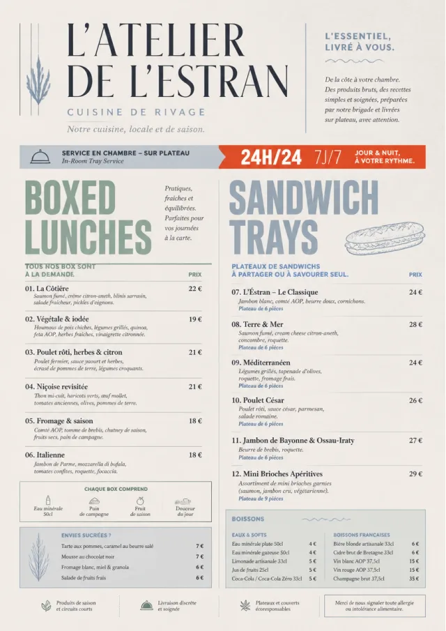 In-Room Tray Service catering-menu menu template preview