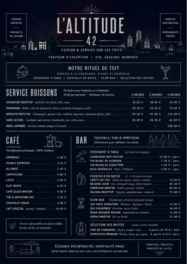 Rooftop Skyline catering-menu menu template preview
