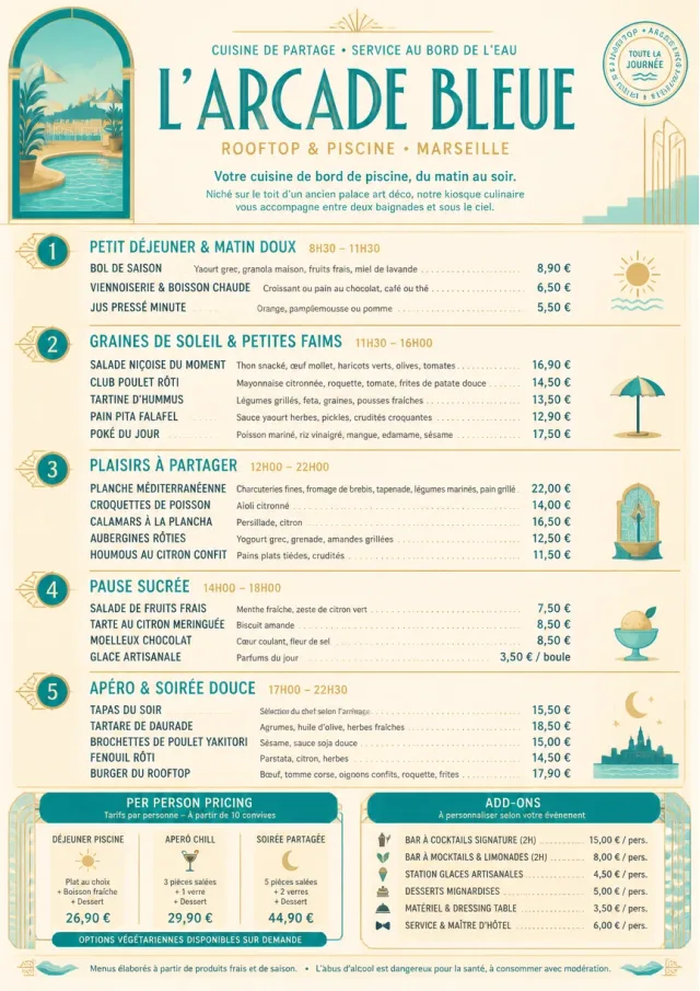 Resort Poolside catering-menu menu template preview