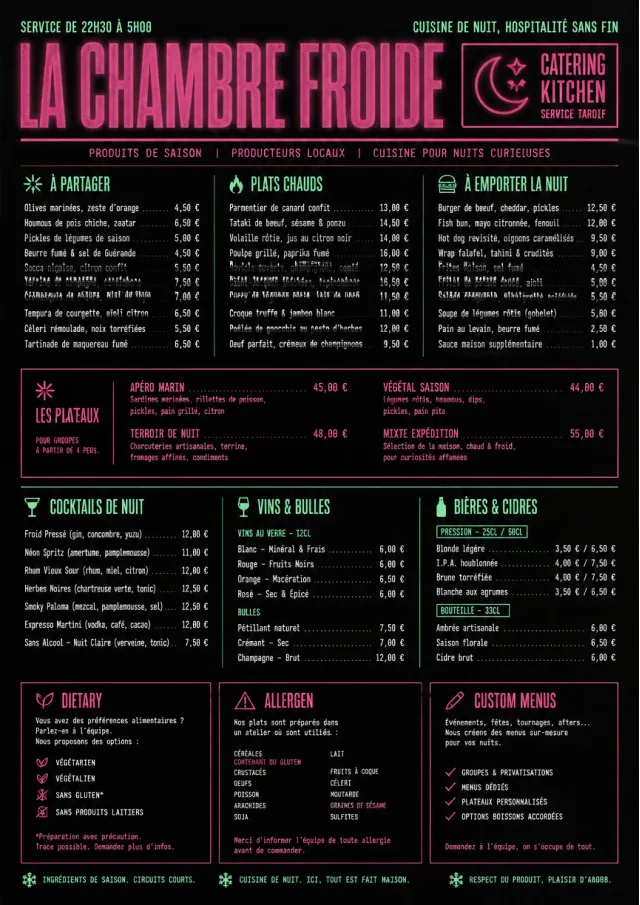 Late Night Service catering-menu menu template preview