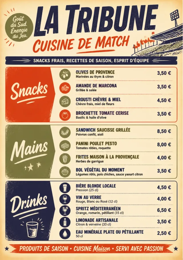 Arena Snack Strip catering-menu menu template preview