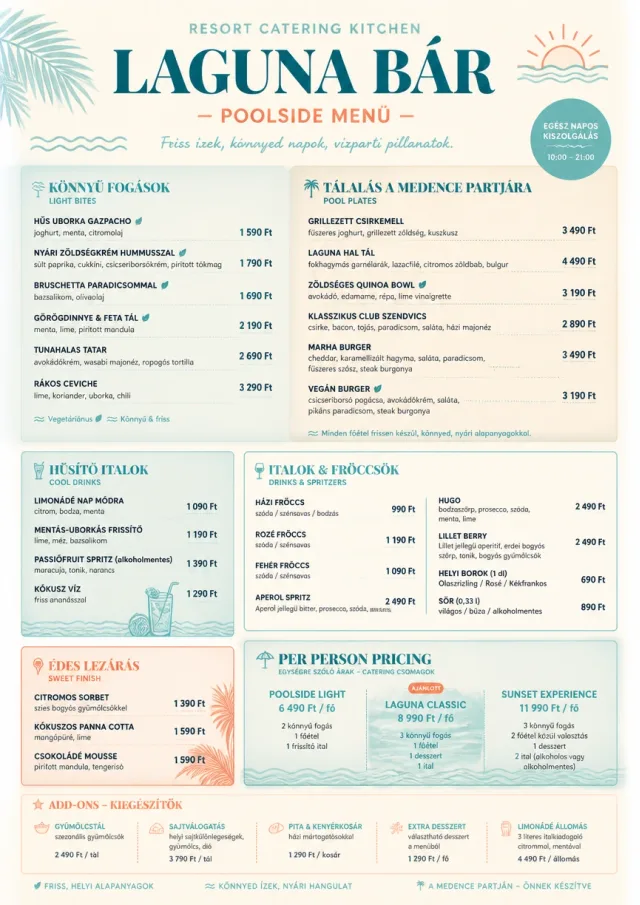 Resort Poolside catering-menu menu template preview