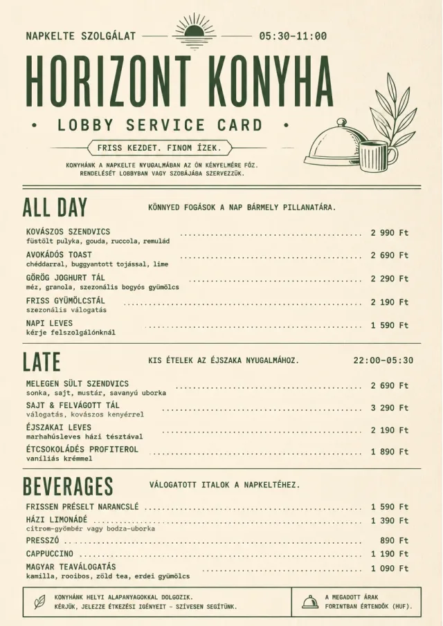 Lobby Service Card catering-menu menu template preview