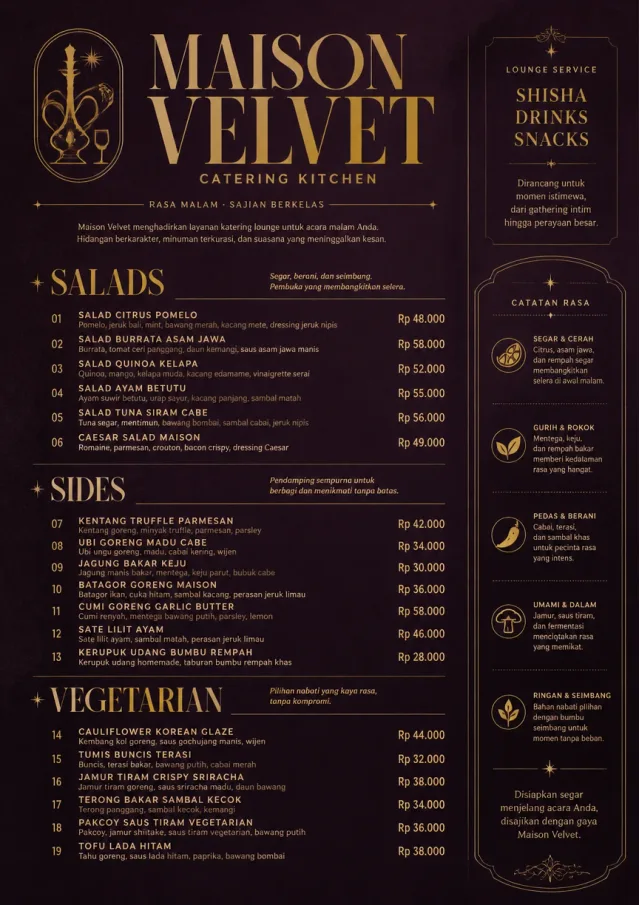 Lounge Velvet catering-menu menu template preview