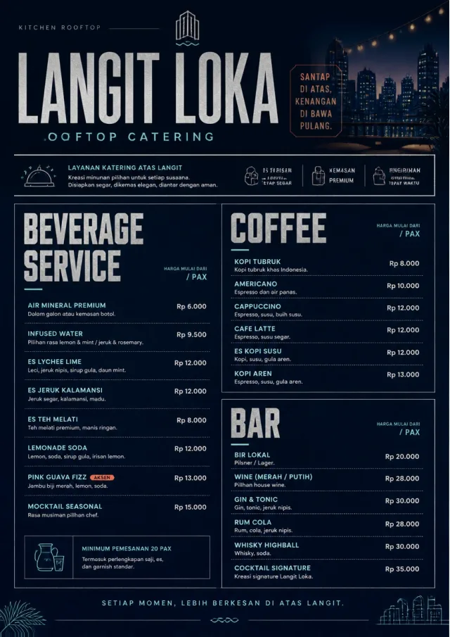 Rooftop Skyline catering-menu menu template preview