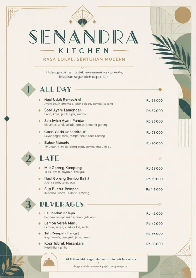 Lobby Service Card catering-menu menu template preview