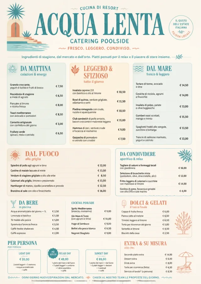 Resort Poolside catering-menu menu template preview