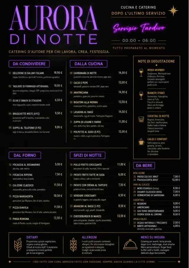 Late Night Service catering-menu menu template preview