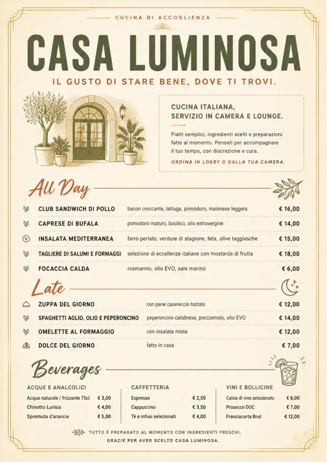 Lobby Service Card catering-menu menu template preview