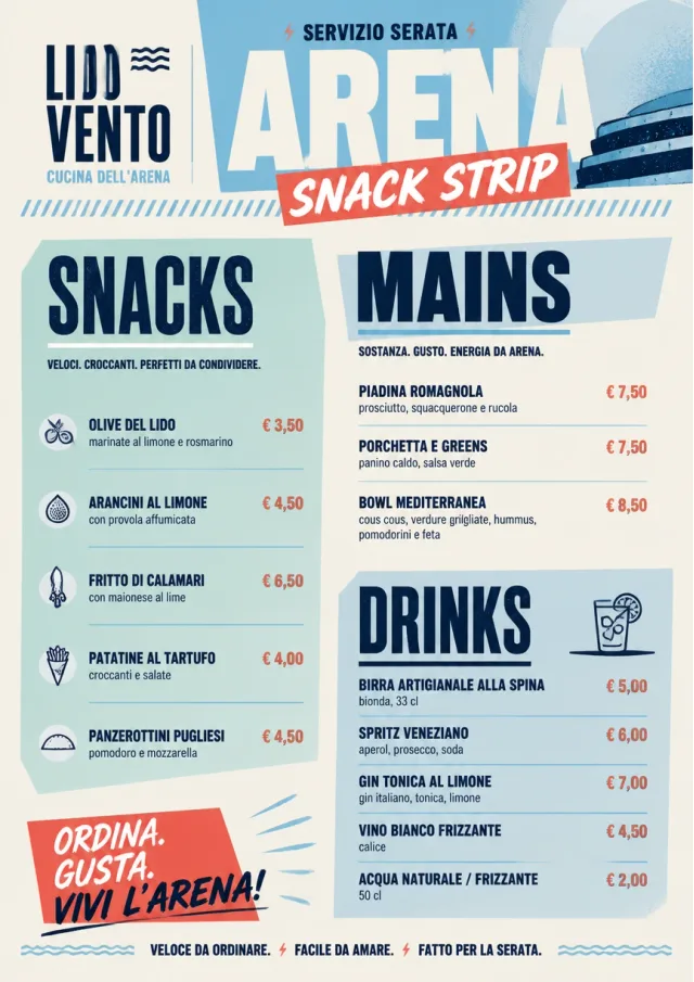 Arena Snack Strip catering-menu menu template preview