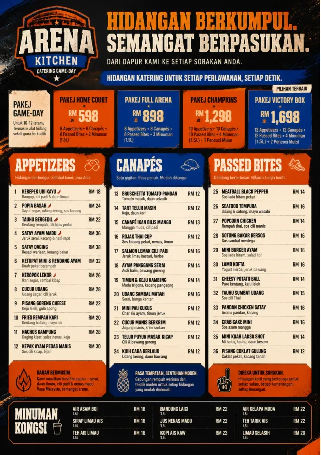Sports Arena Energy catering-menu menu template preview